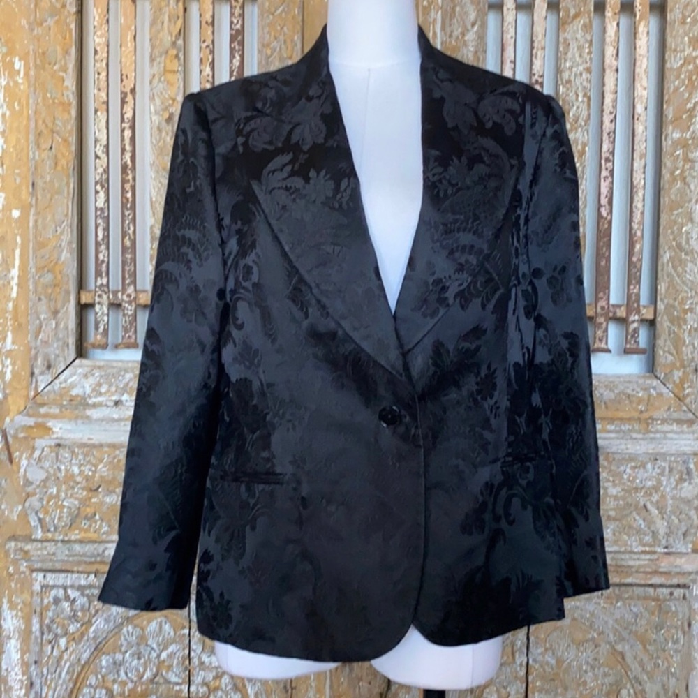 Ralph Lauren PURPLE LABEL BLACK SILK BLAZER JACKET 14